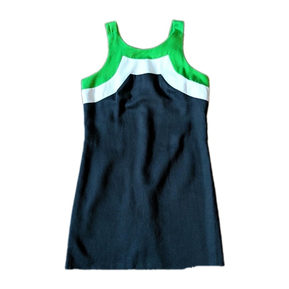 Vtg 90s Colorblock Mod Dress Size 9/10 Casual Tennis Cotton Retro Y2K Sporty